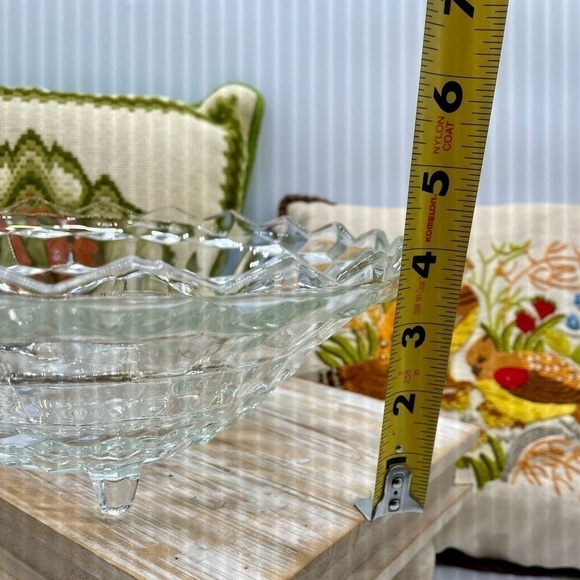 Vintage Clear Class Cubist Three Footed Bowl - Picture 6 of 6